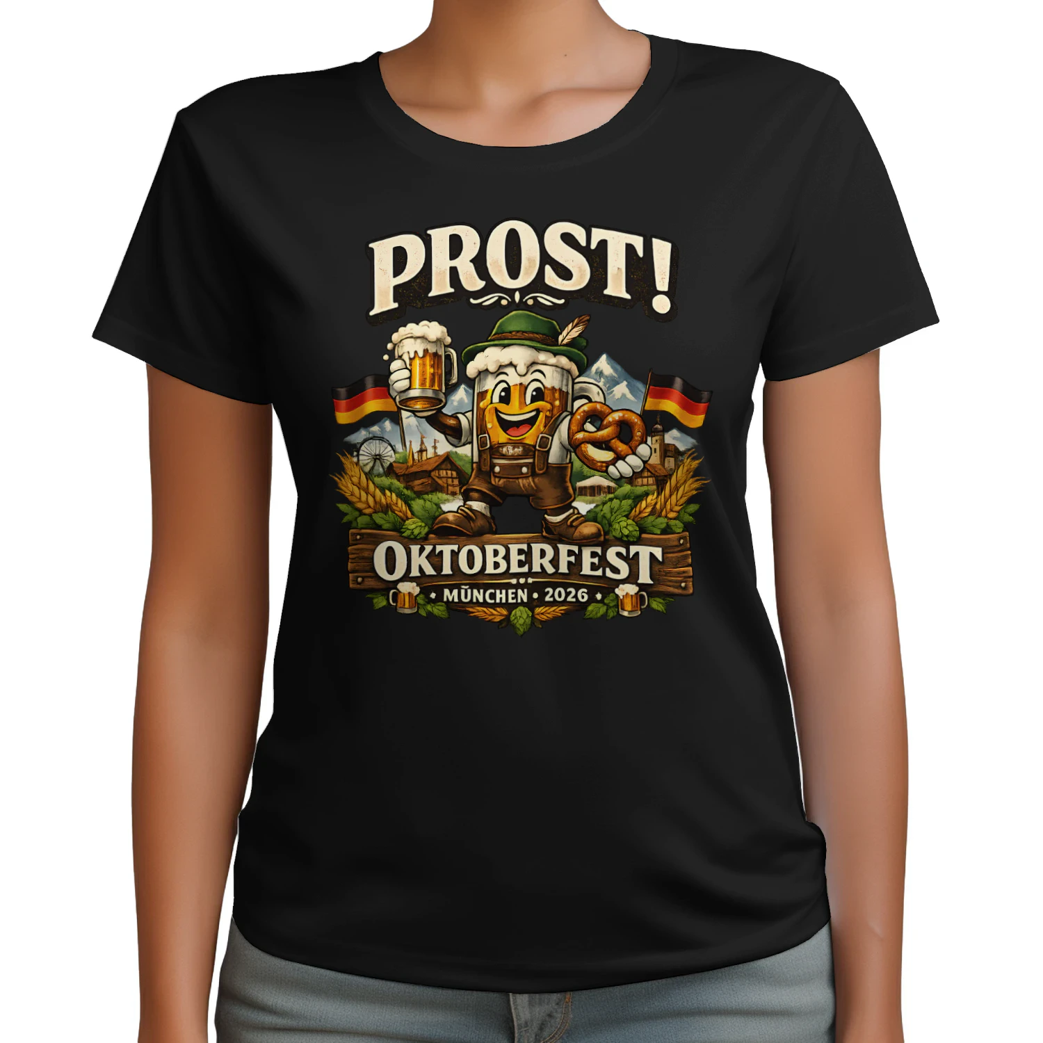 Prost! Oktoberfest München 2026 T-Shirt | Lustiges Wiesn Bier Festival Shirt für Damen & Herren