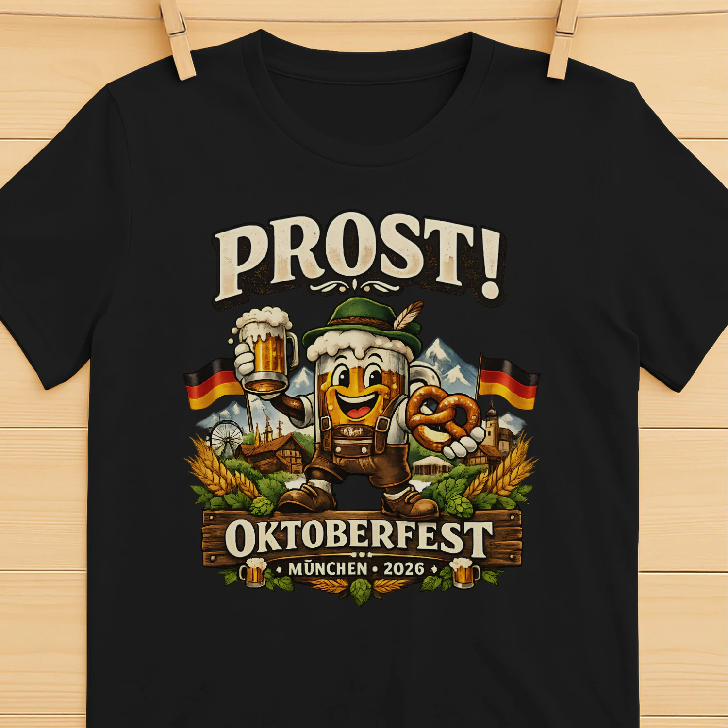 Prost! Oktoberfest München 2026 T-Shirt | Lustiges Wiesn Bier Festival Shirt für Damen & Herren