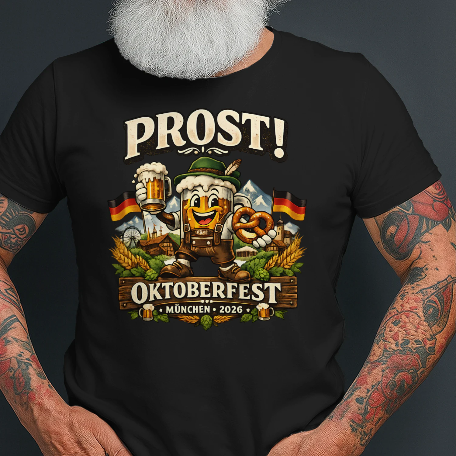 Prost! Oktoberfest München 2026 T-Shirt | Lustiges Wiesn Bier Festival Shirt für Damen & Herren