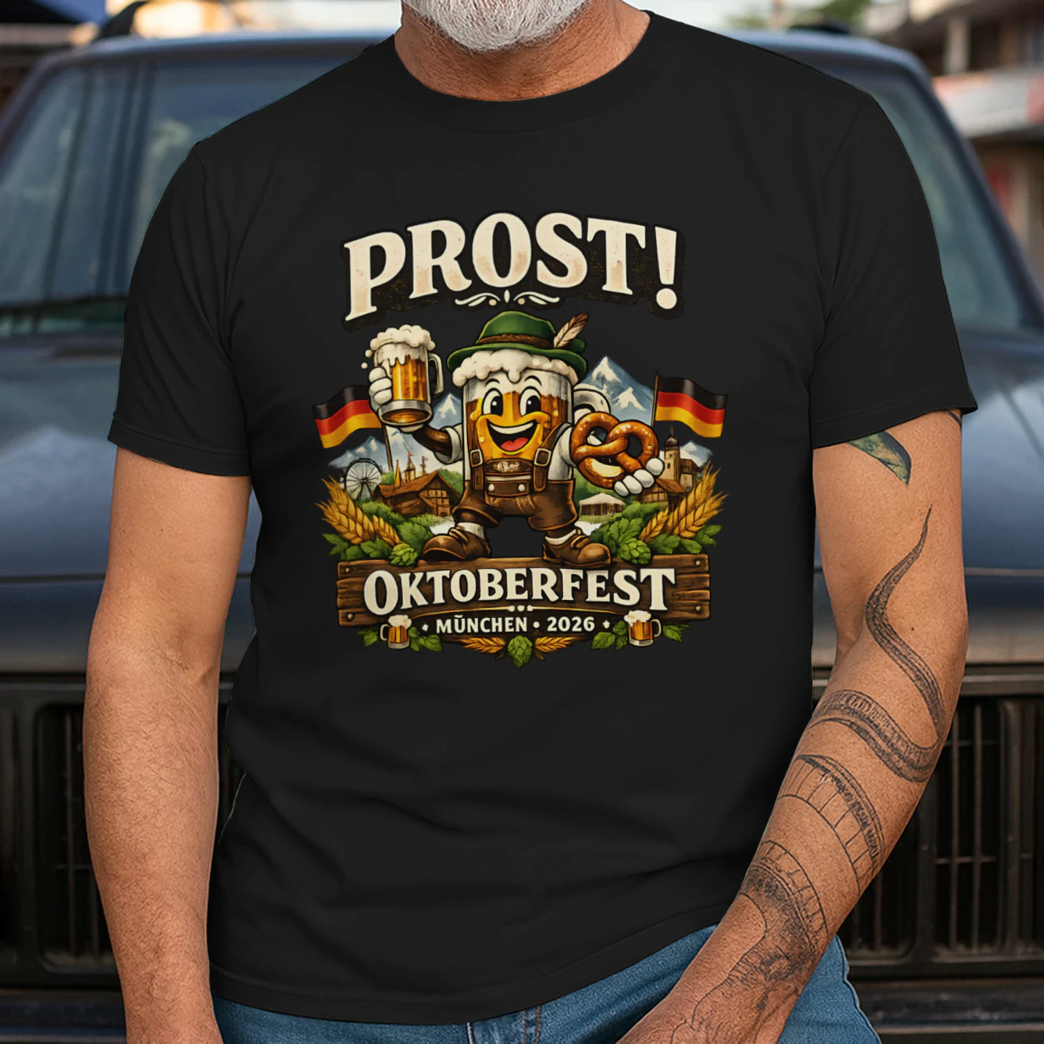 Prost! Oktoberfest München 2026 T-Shirt | Lustiges Wiesn Bier Festival Shirt für Damen & Herren