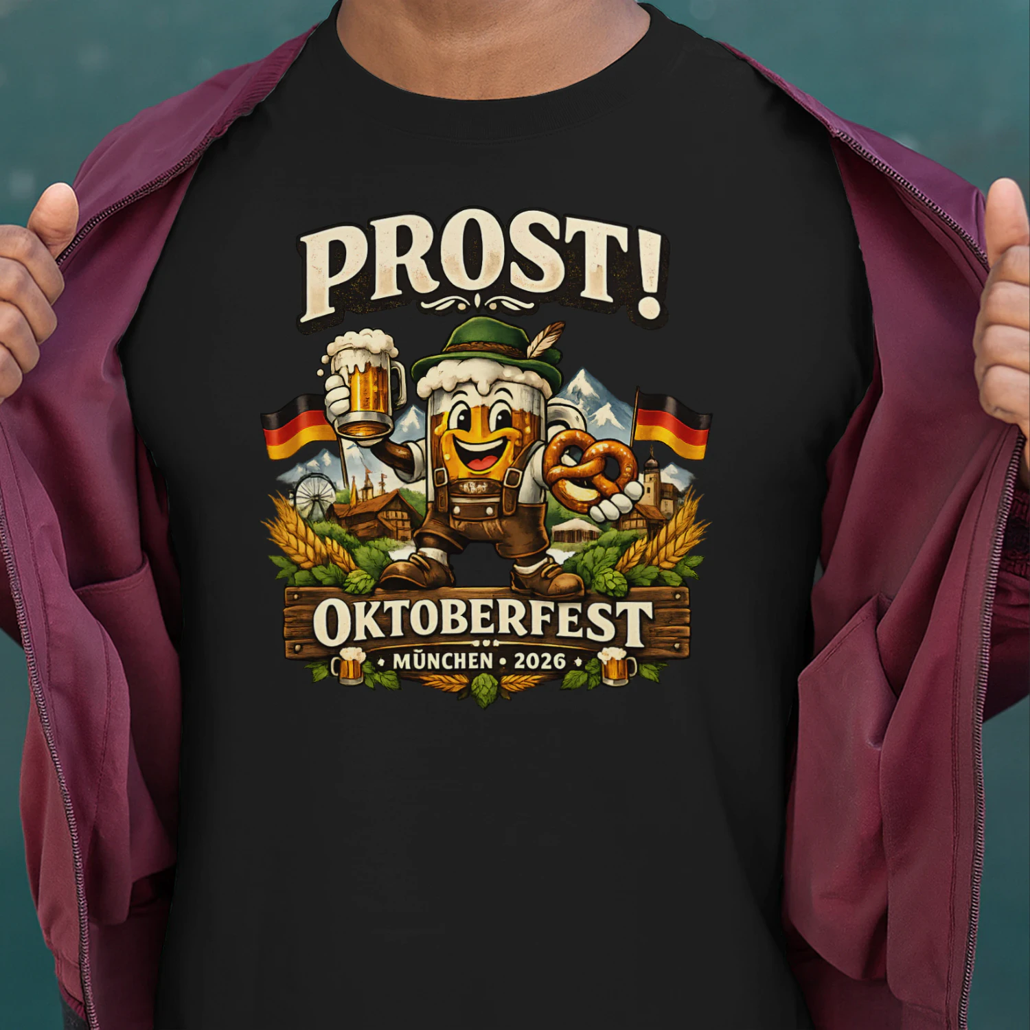 Prost! Oktoberfest München 2026 T-Shirt | Lustiges Wiesn Bier Festival Shirt für Damen & Herren