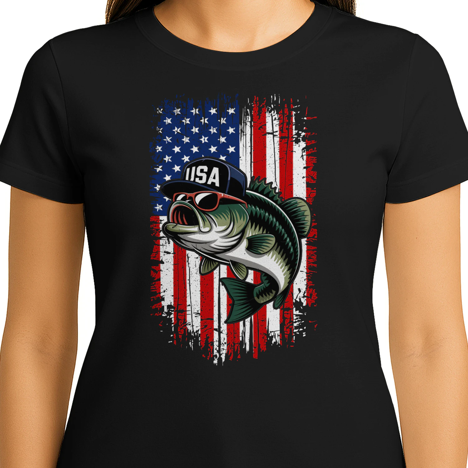 4th of July Fishing American Flag