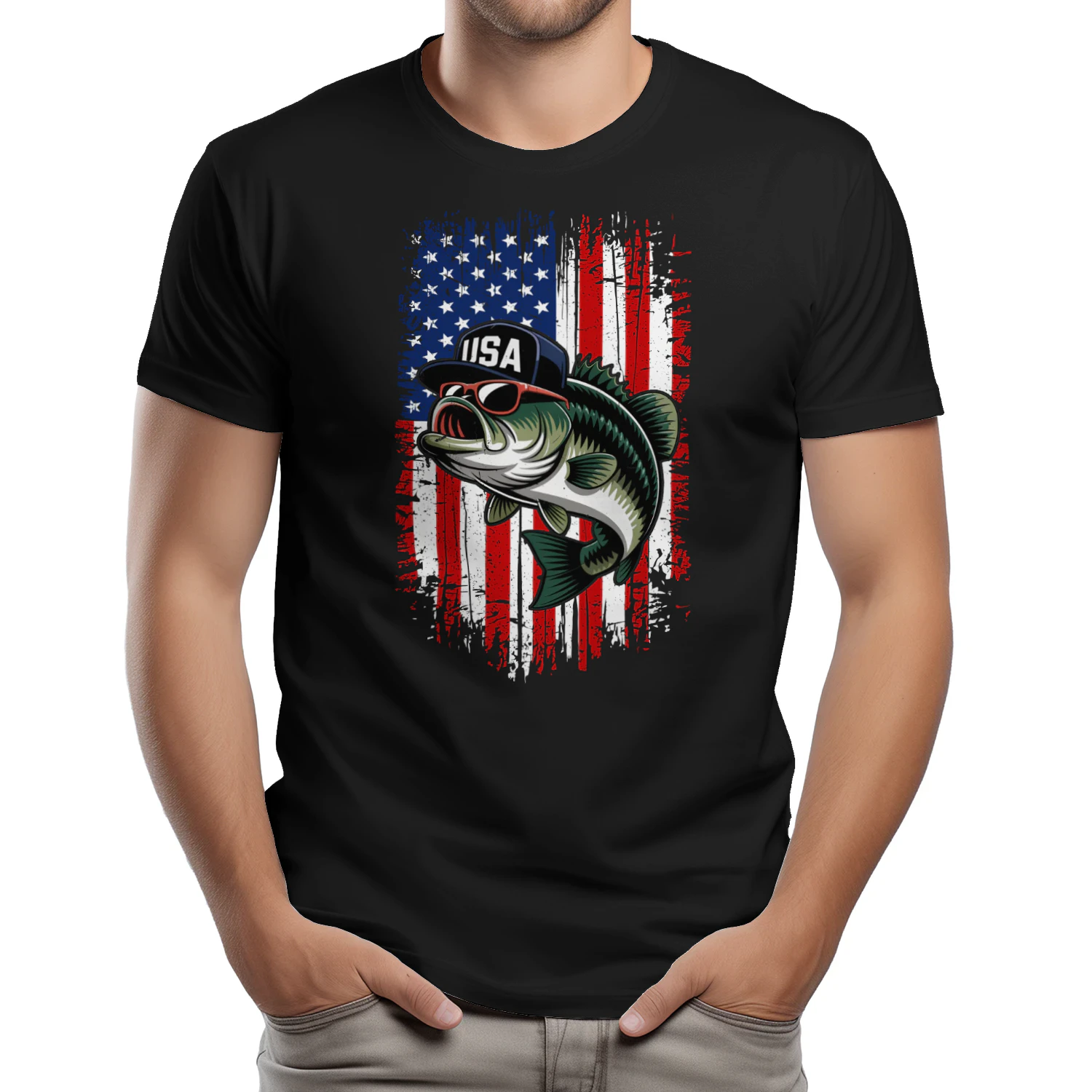 4th of July Fishing American Flag
