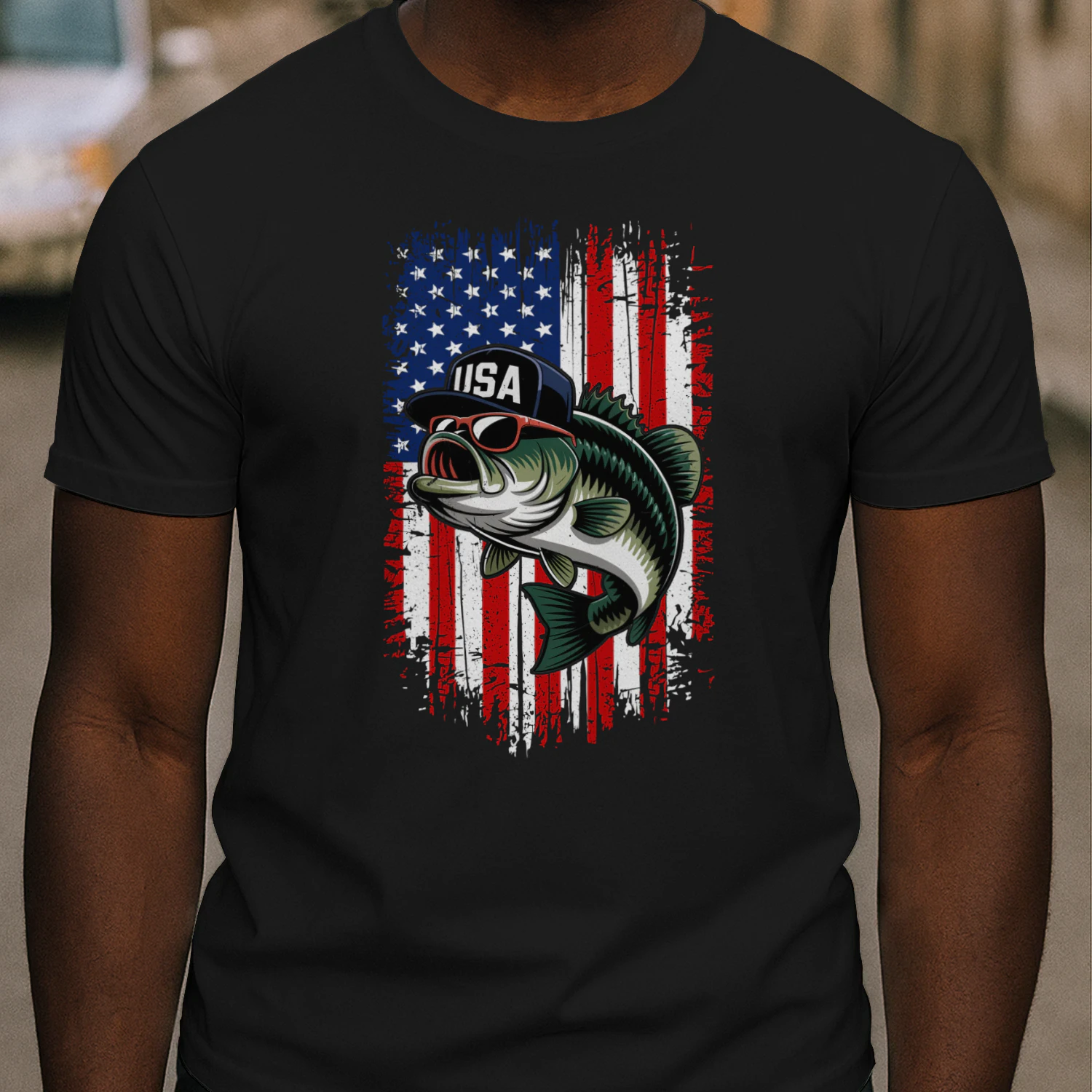 4th of July Fishing American Flag