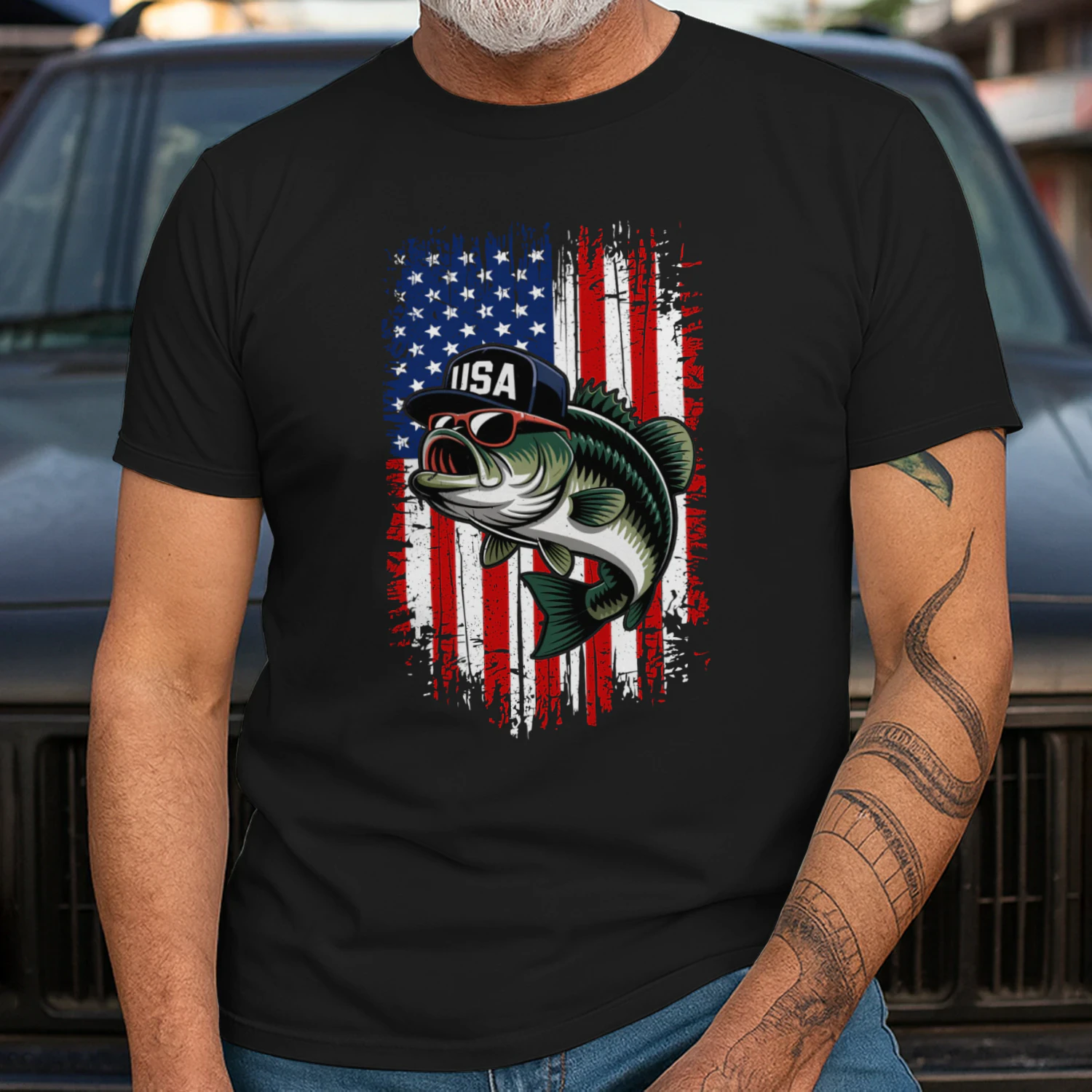 4th of July Fishing American Flag