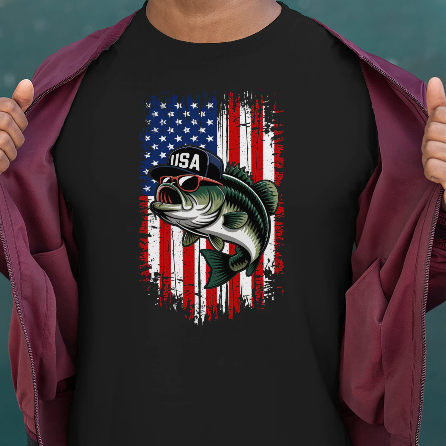4th of July Fishing American Flag