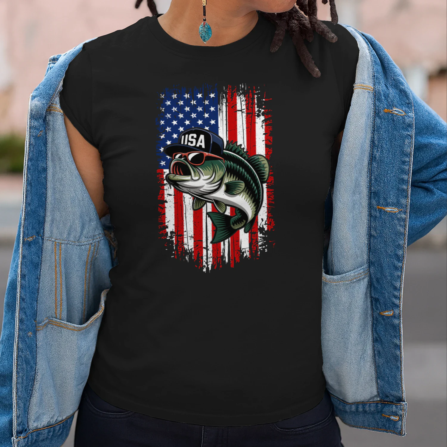 4th of July Fishing American Flag