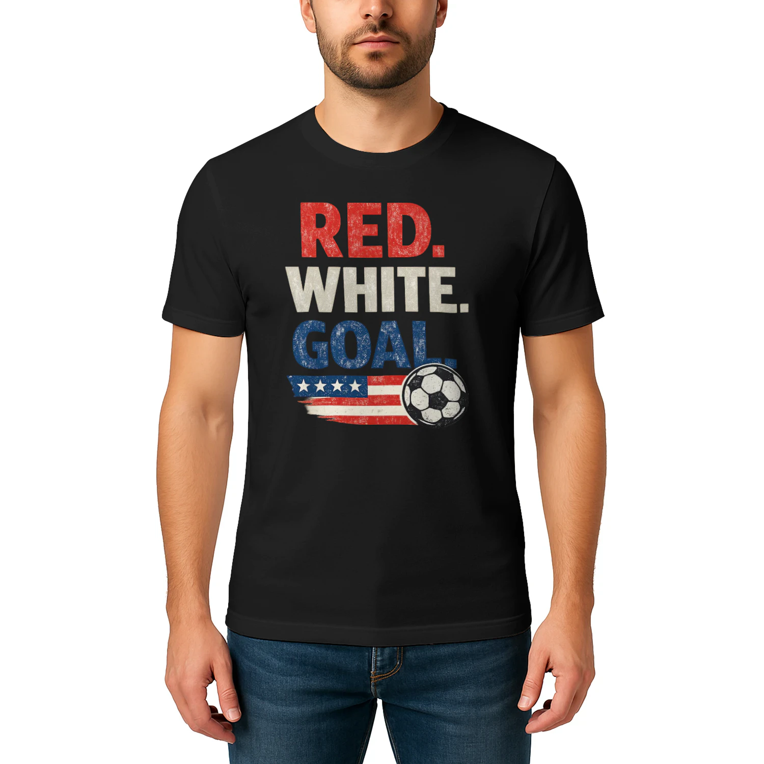 Red White Goal Soccer T-Shirt | USA Soccer Fan Shirt | Patriotic Soccer Tee | American Football Fan Gift | Summer Match Day Shirt