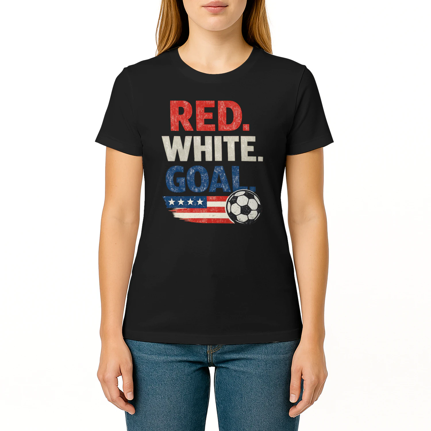 Red White Goal Soccer T-Shirt | USA Soccer Fan Shirt | Patriotic Soccer Tee | American Football Fan Gift | Summer Match Day Shirt