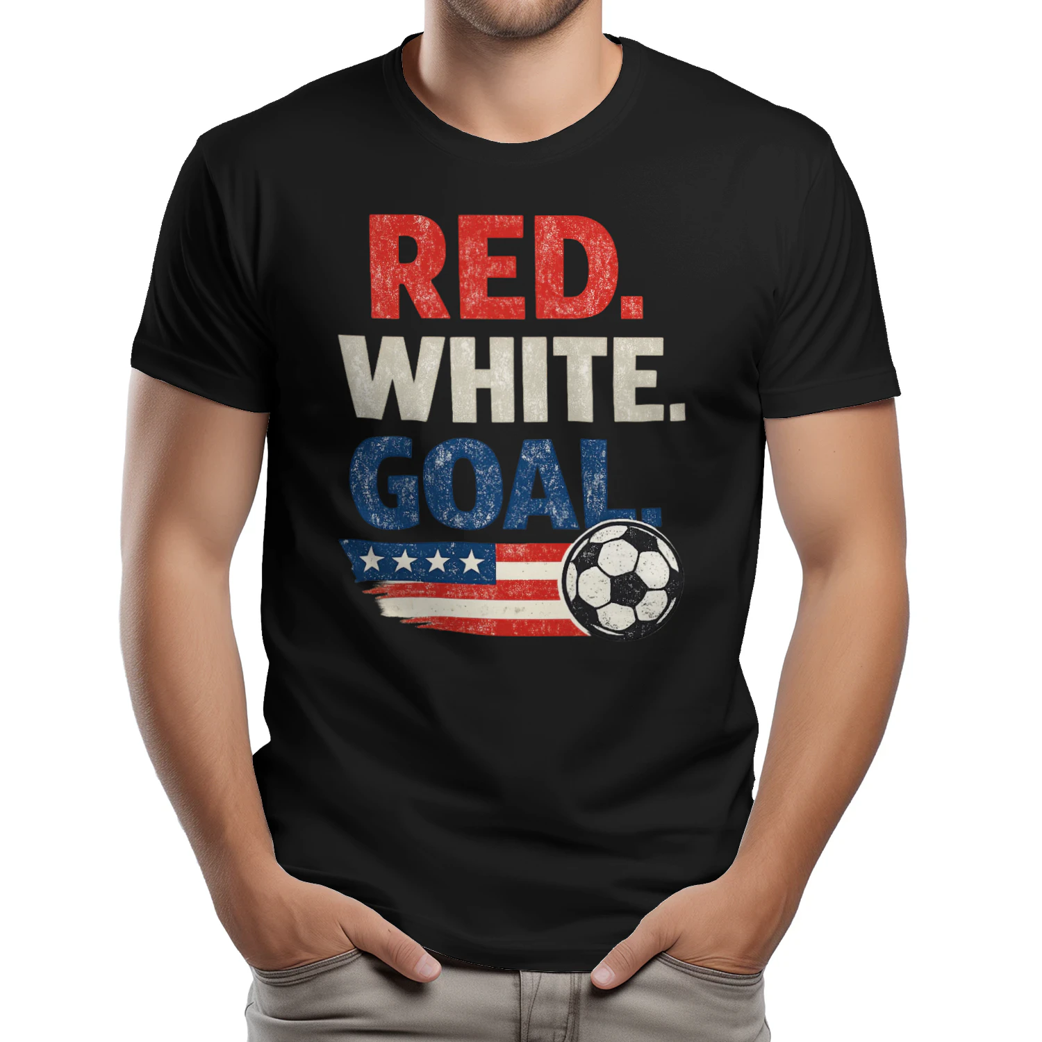 Red White Goal Soccer T-Shirt | USA Soccer Fan Shirt | Patriotic Soccer Tee | American Football Fan Gift | Summer Match Day Shirt