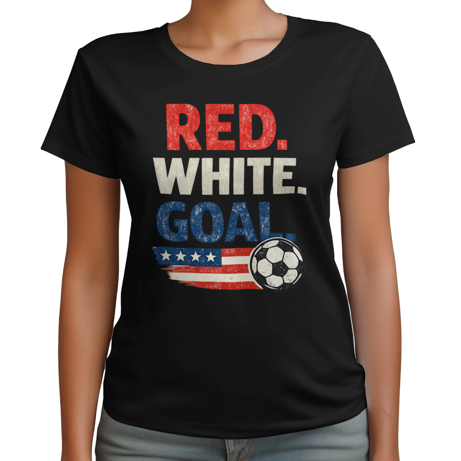 Red White Goal Soccer T-Shirt | USA Soccer Fan Shirt | Patriotic Soccer Tee | American Football Fan Gift | Summer Match Day Shirt