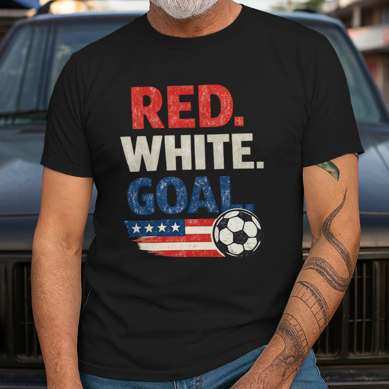 Red White Goal Soccer T-Shirt | USA Soccer Fan Shirt | Patriotic Soccer Tee | American Football Fan Gift | Summer Match Day Shirt