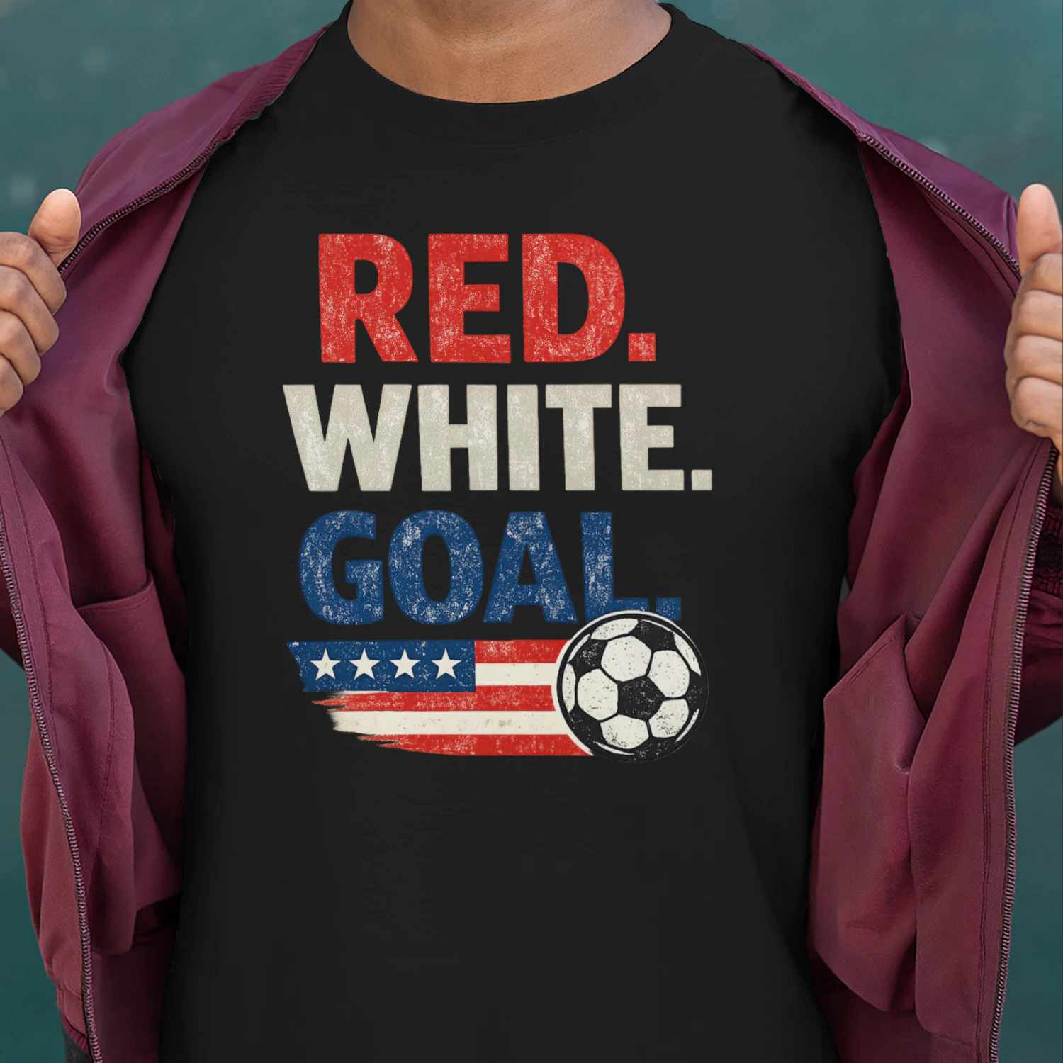 Red White Goal Soccer T-Shirt | USA Soccer Fan Shirt | Patriotic Soccer Tee | American Football Fan Gift | Summer Match Day Shirt