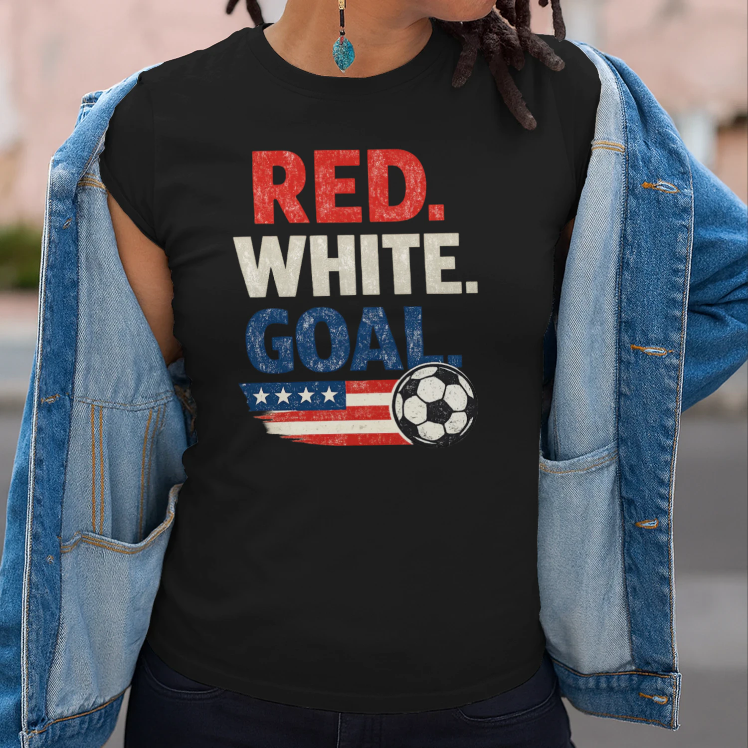 Red White Goal Soccer T-Shirt | USA Soccer Fan Shirt | Patriotic Soccer Tee | American Football Fan Gift | Summer Match Day Shirt