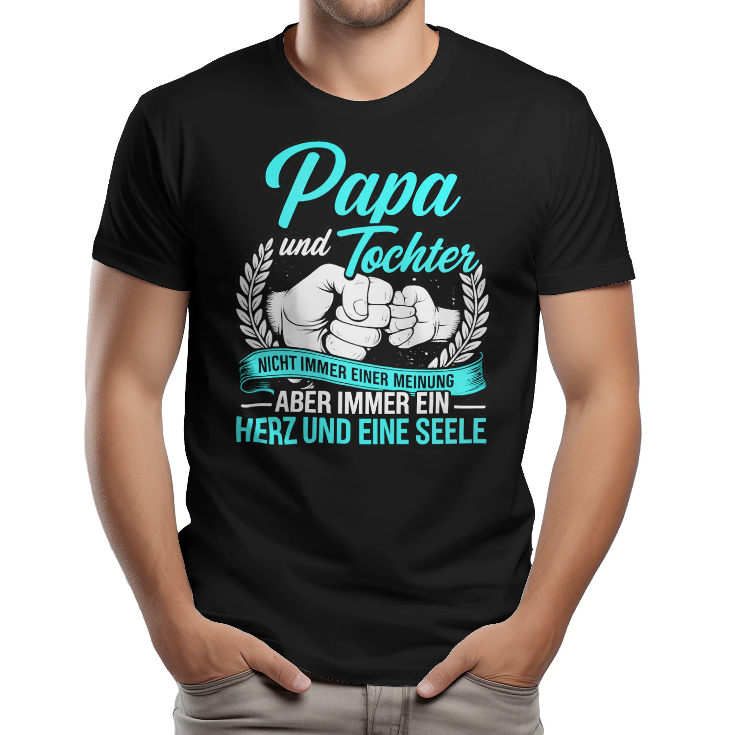 Papa und Tochter T-Shirt – Nicht immer einer Meinung aber immer ein Herz und eine Seele – Geschenk für Papa – Vater Tochter Shirt – Familien Geschenk