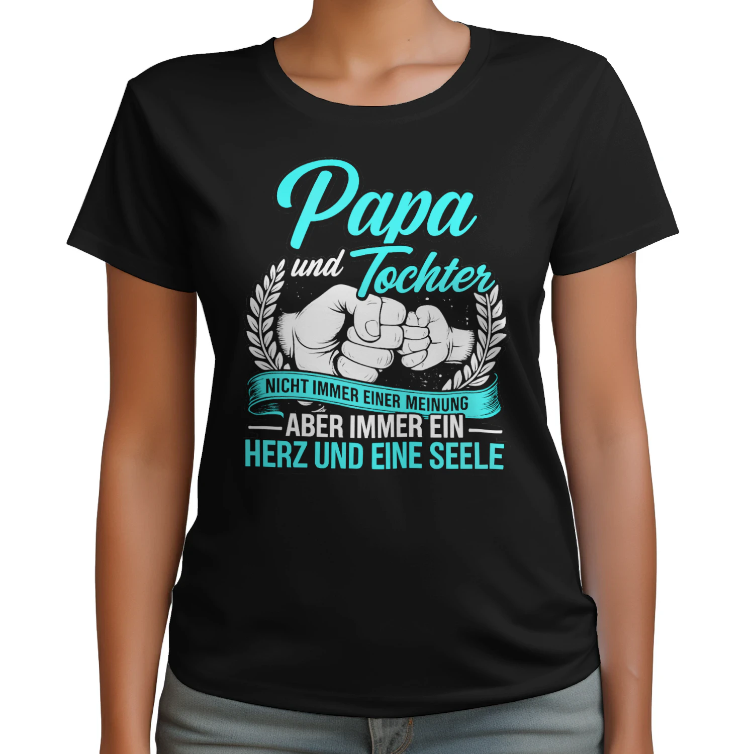 Papa und Tochter T-Shirt – Nicht immer einer Meinung aber immer ein Herz und eine Seele – Geschenk für Papa – Vater Tochter Shirt – Familien Geschenk