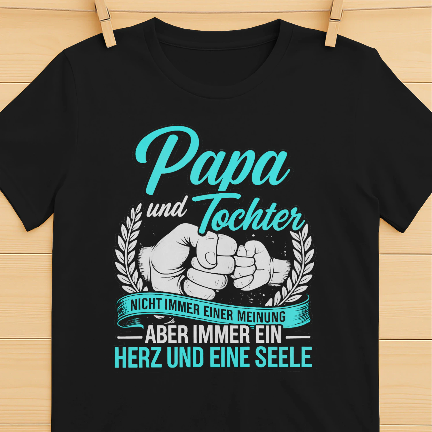 Papa und Tochter T-Shirt – Nicht immer einer Meinung aber immer ein Herz und eine Seele – Geschenk für Papa – Vater Tochter Shirt – Familien Geschenk