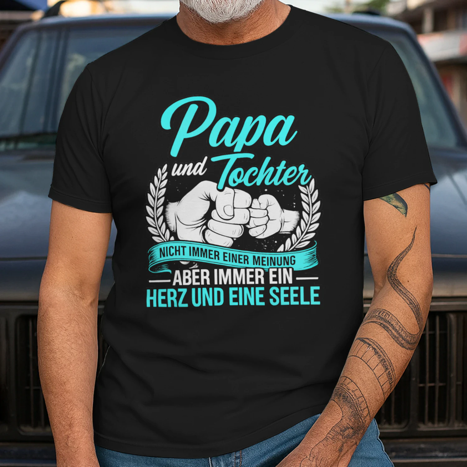 Papa und Tochter T-Shirt – Nicht immer einer Meinung aber immer ein Herz und eine Seele – Geschenk für Papa – Vater Tochter Shirt – Familien Geschenk