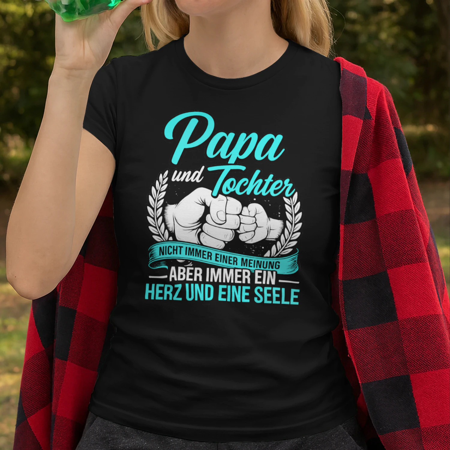 Papa und Tochter T-Shirt – Nicht immer einer Meinung aber immer ein Herz und eine Seele – Geschenk für Papa – Vater Tochter Shirt – Familien Geschenk