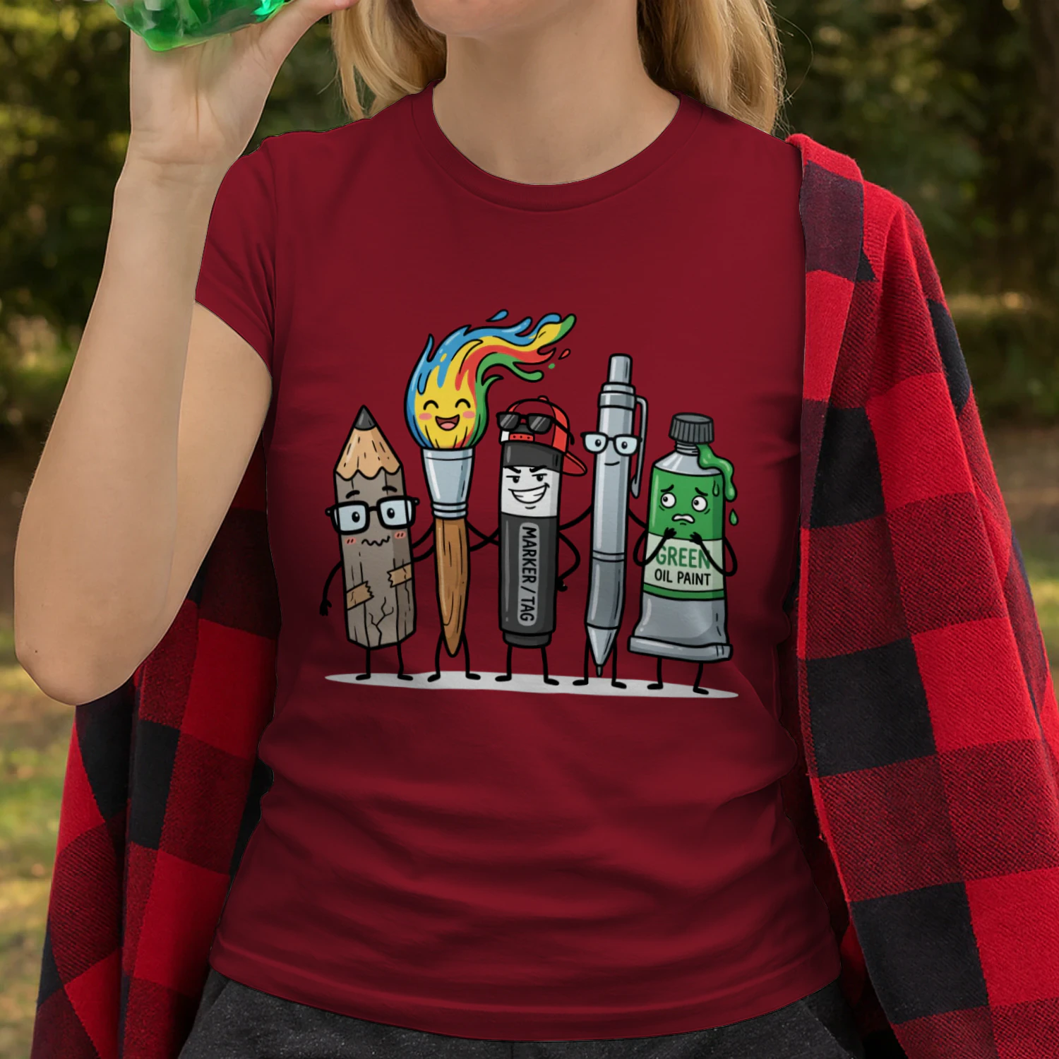 Funny Art Supply Squad Classic Unisex T-shirt, Cute Pencil Paintbrush Marker Characters Tee for Artists & Art Teachers, Creative Gift Shirt – Shop Today! 🎨✏️