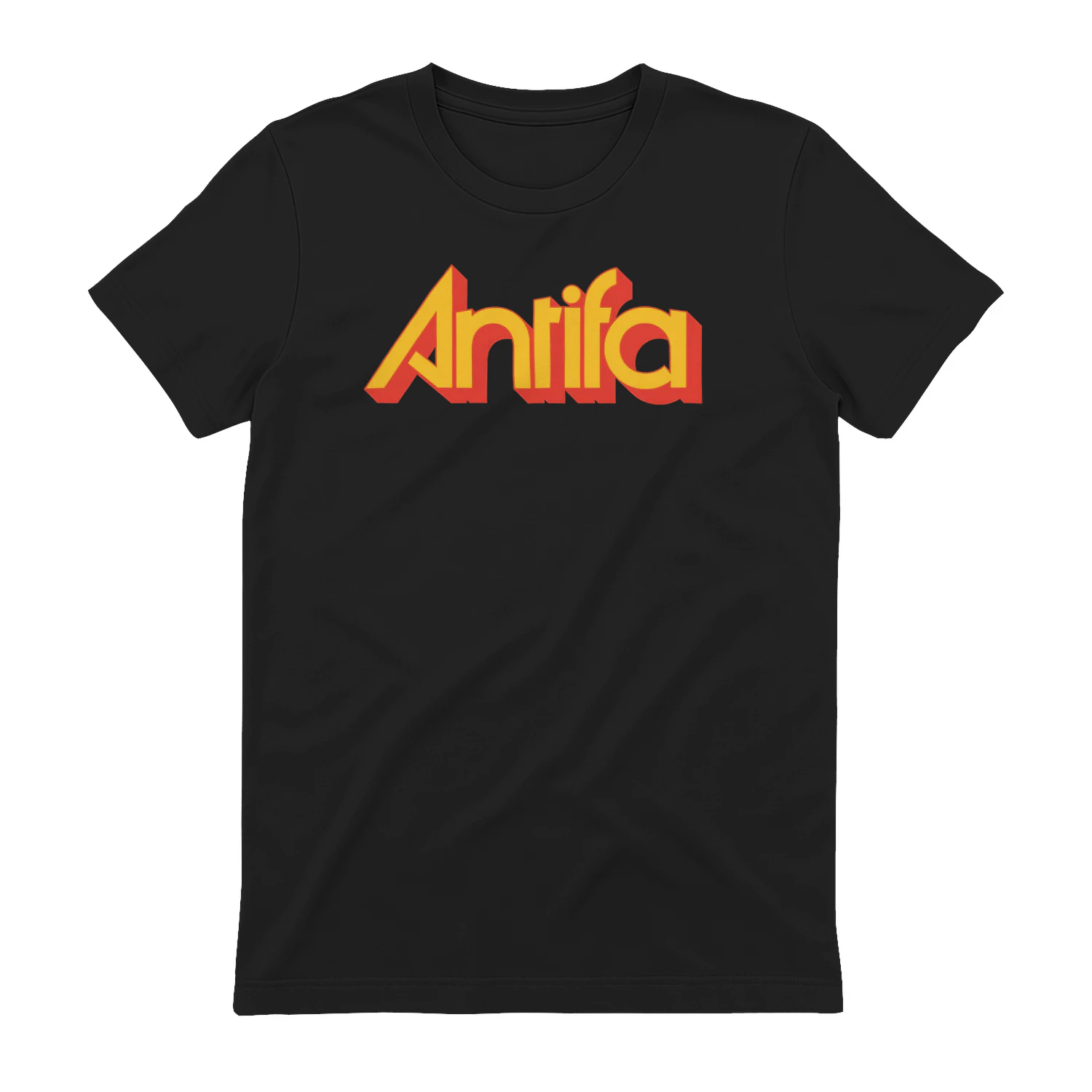 Antifa Retro 70s Style T-Shirt | Bold Red & Yellow Graphic Tee | Black Unisex