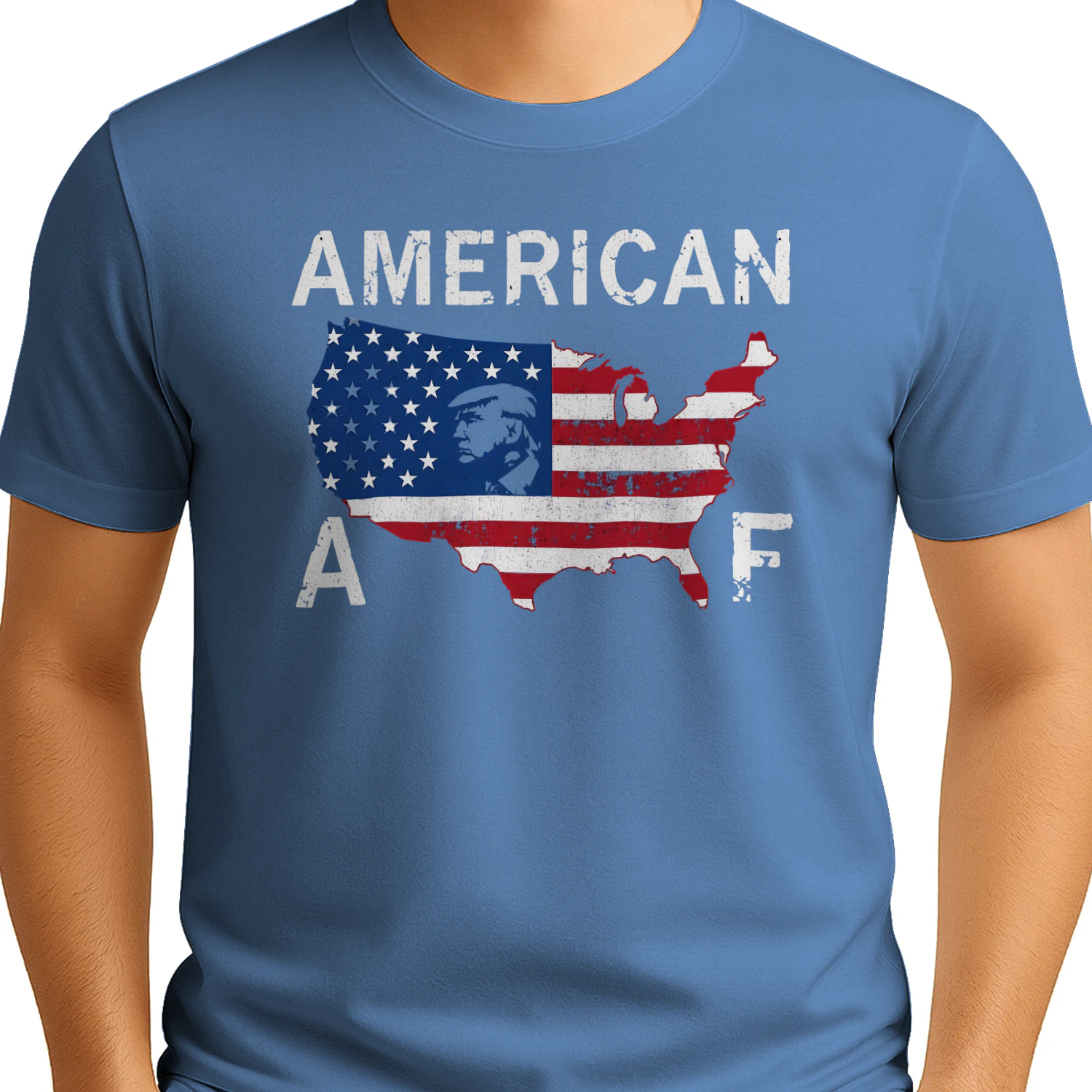 AMERICAN AF" Trump US Map Flag Patriotic T-Shirt – Bold Pro-Trump Conservative