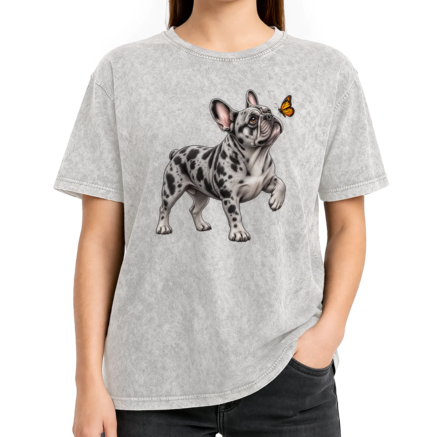 Merle French Bulldog Butterfly Dog Lover T-Shirt