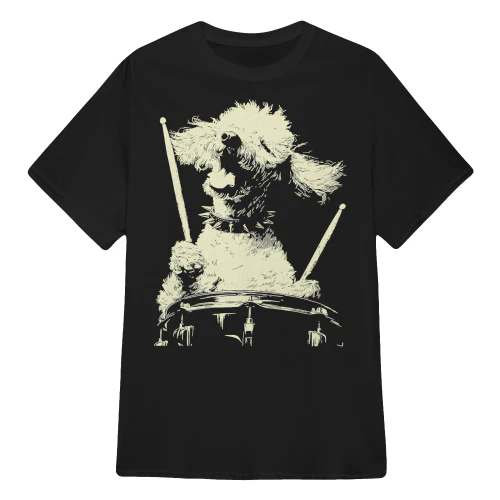 Poodle Playing Drums