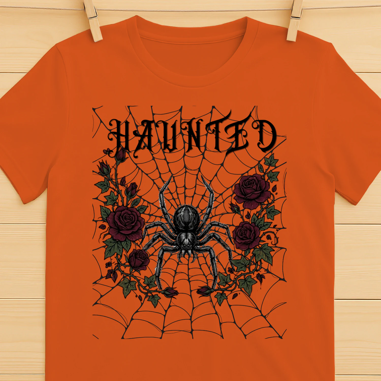 Haunted Spider & Roses | Spooky Gothic Halloween Graphic Tee Product
