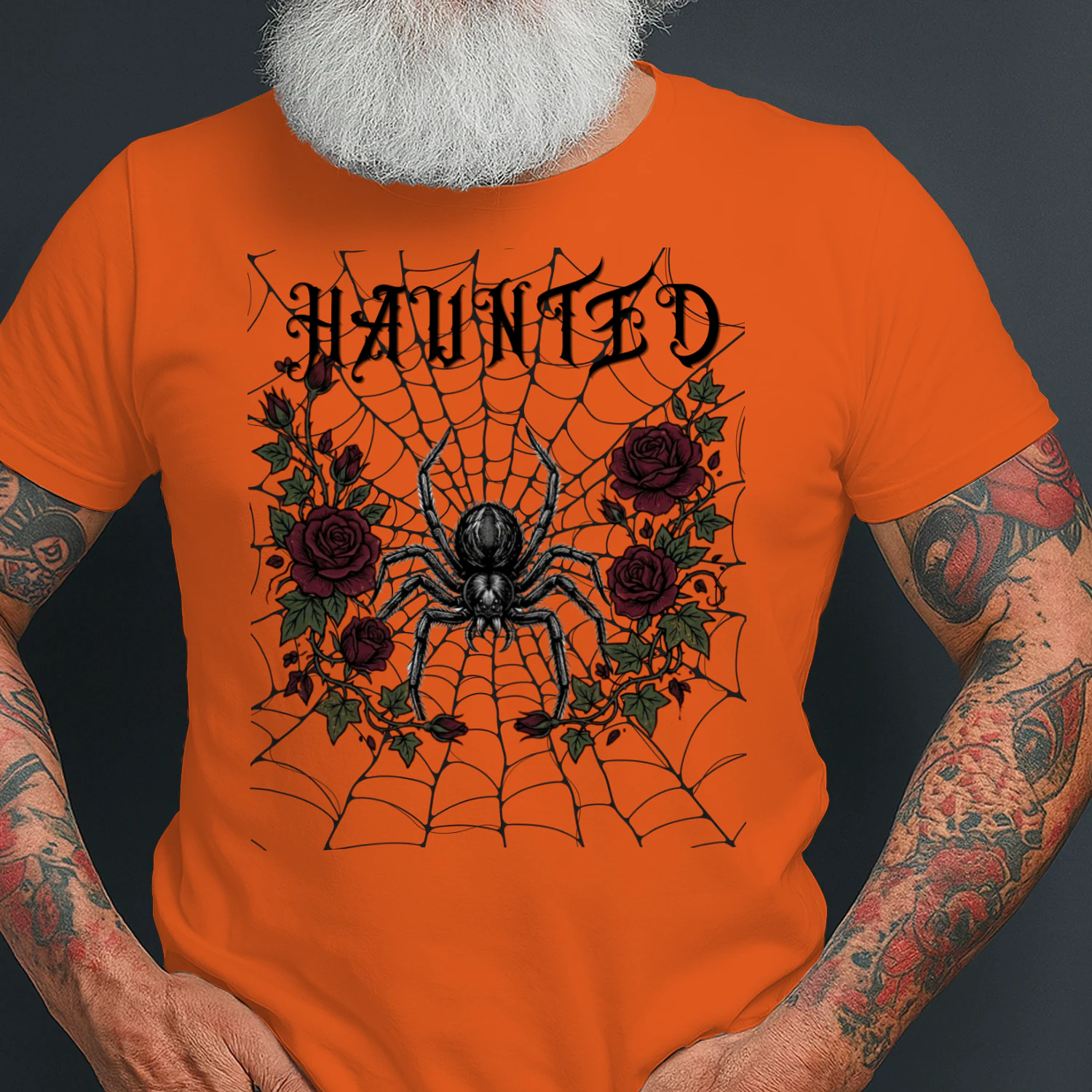 Haunted Spider & Roses | Spooky Gothic Halloween Graphic Tee Product