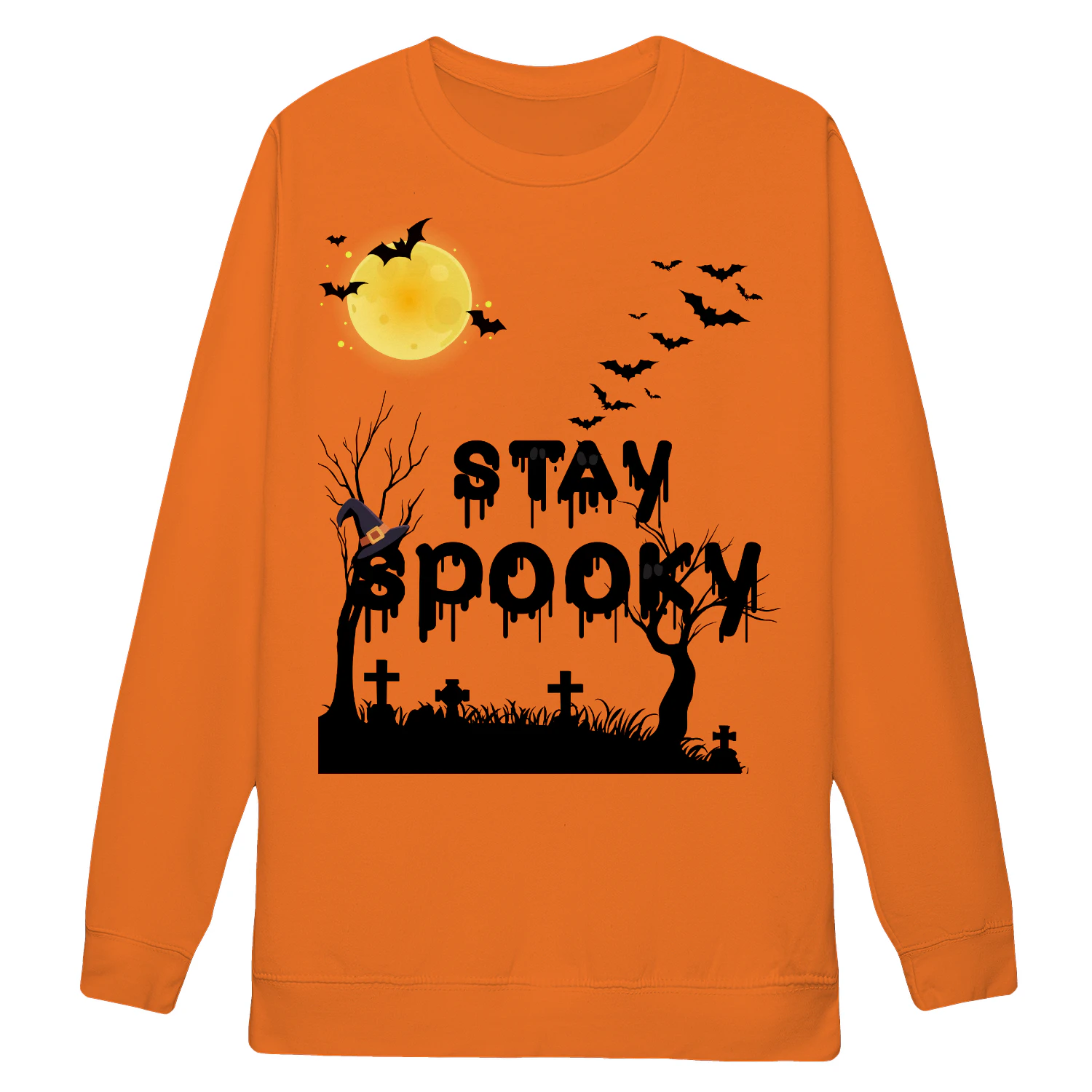 STAY SPOOKY Halloween Sweatshirt – Spooky Season Moon & Bats Crewneck