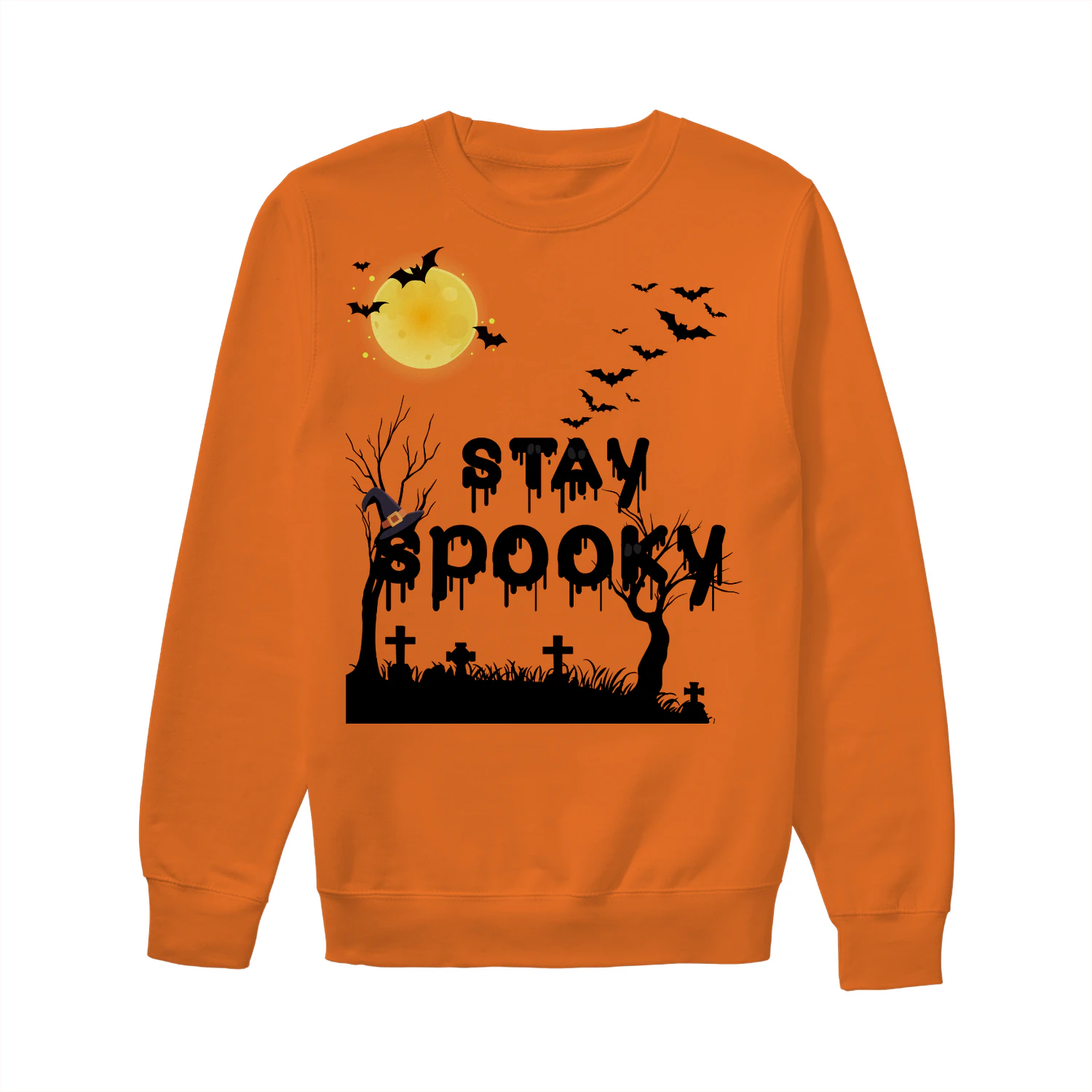 STAY SPOOKY Halloween Sweatshirt – Spooky Season Moon & Bats Crewneck