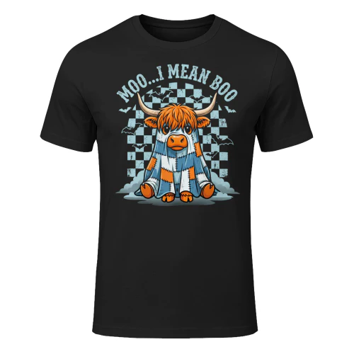 Cute Moo I Mean Boo Highland Cow Halloween Apparel Design