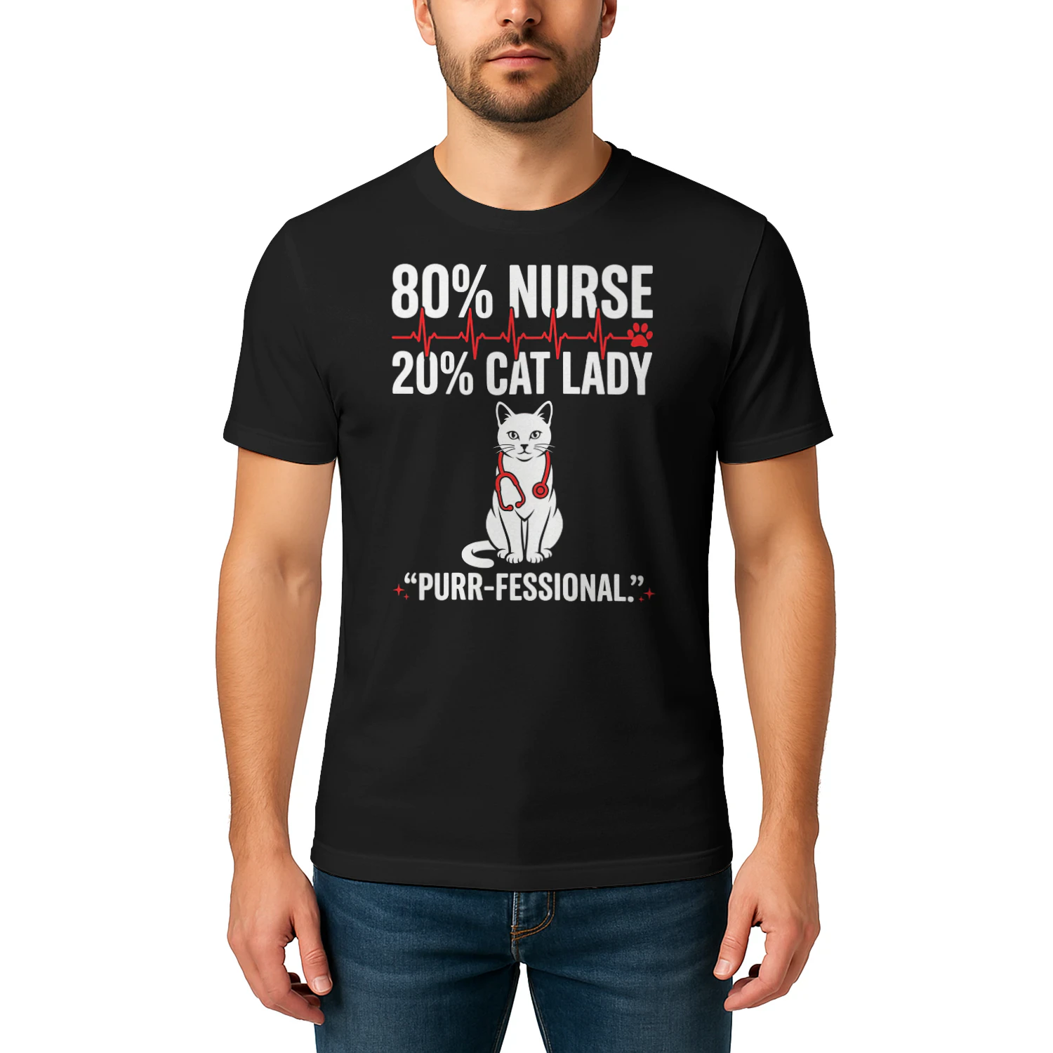 Cute Eighty Percent Nurse Twenty Percent Cat Lady Purrfessional Design