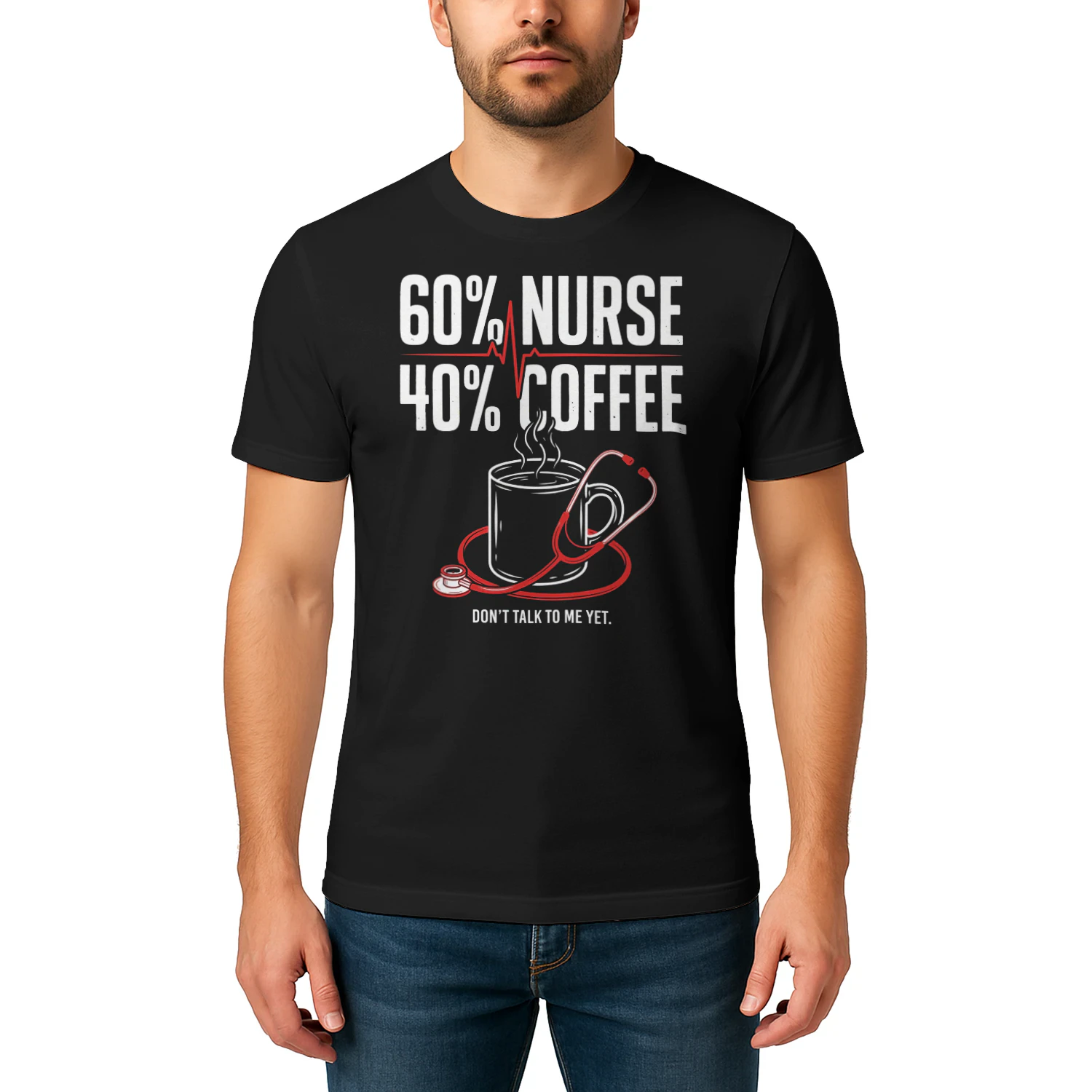 Funny Sixty Percent Nurse Forty Percent Coffee Relatable Humor Graphic