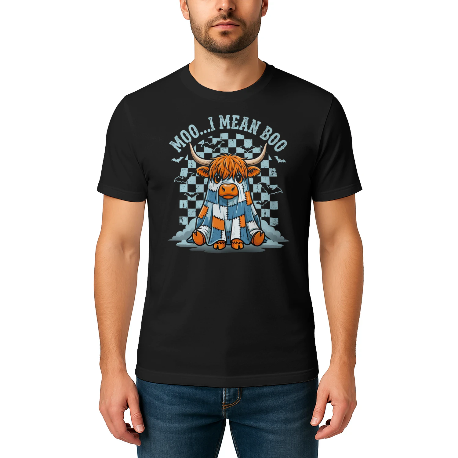 Cute Moo I Mean Boo Highland Cow Halloween Apparel Design