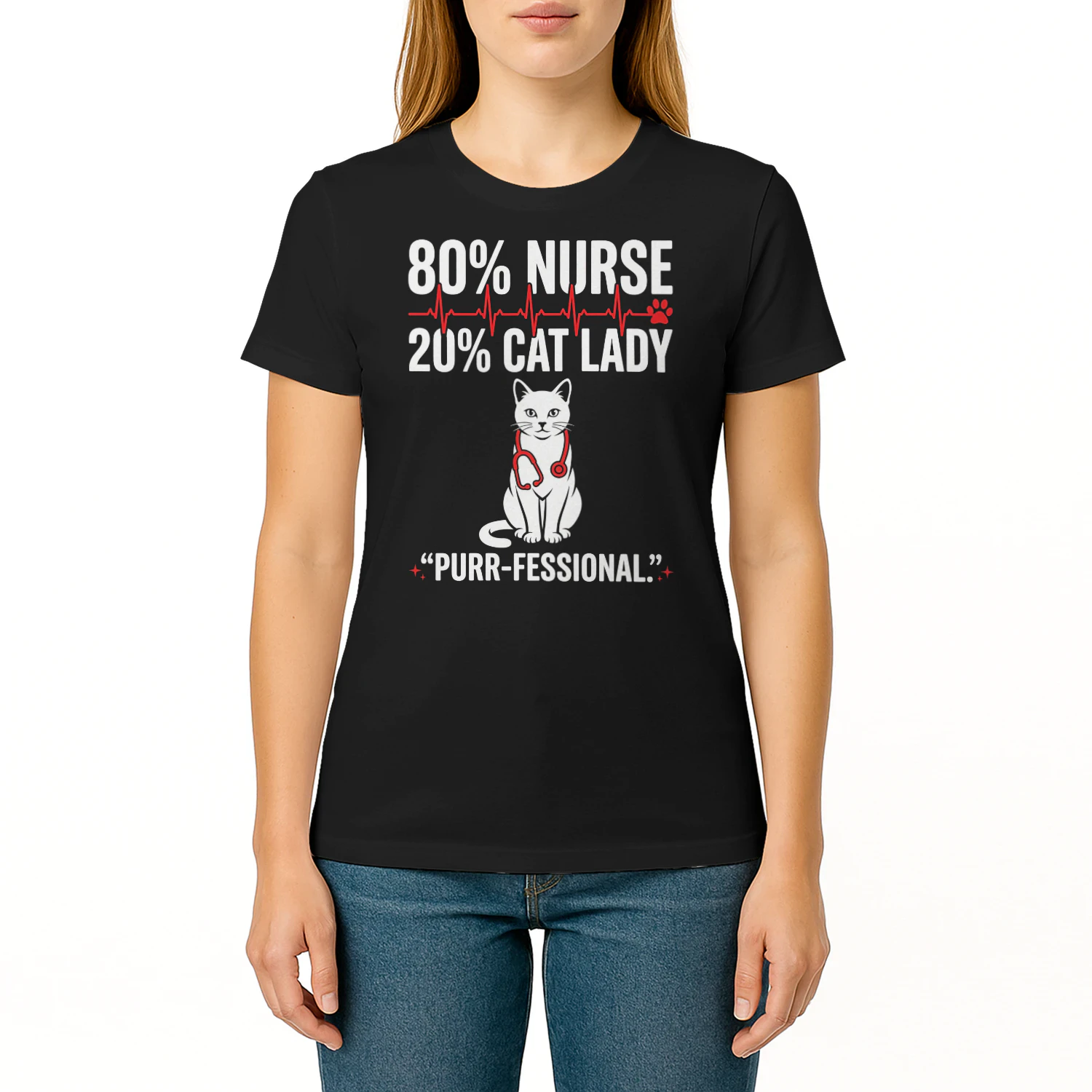 Cute Eighty Percent Nurse Twenty Percent Cat Lady Purrfessional Design