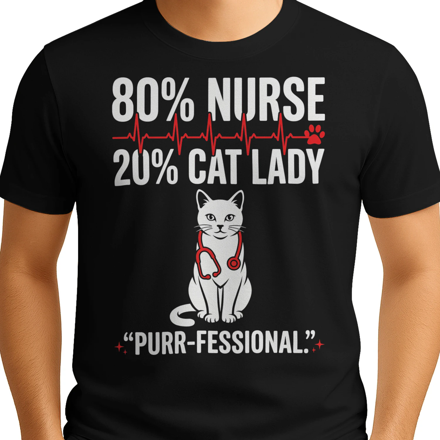 Cute Eighty Percent Nurse Twenty Percent Cat Lady Purrfessional Design