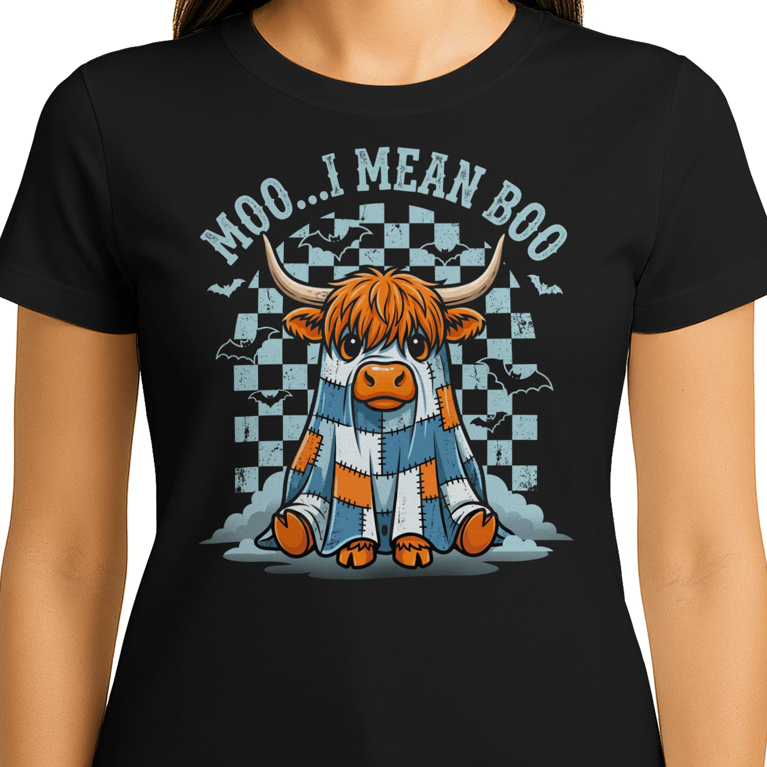 Cute Moo I Mean Boo Highland Cow Halloween Apparel Design