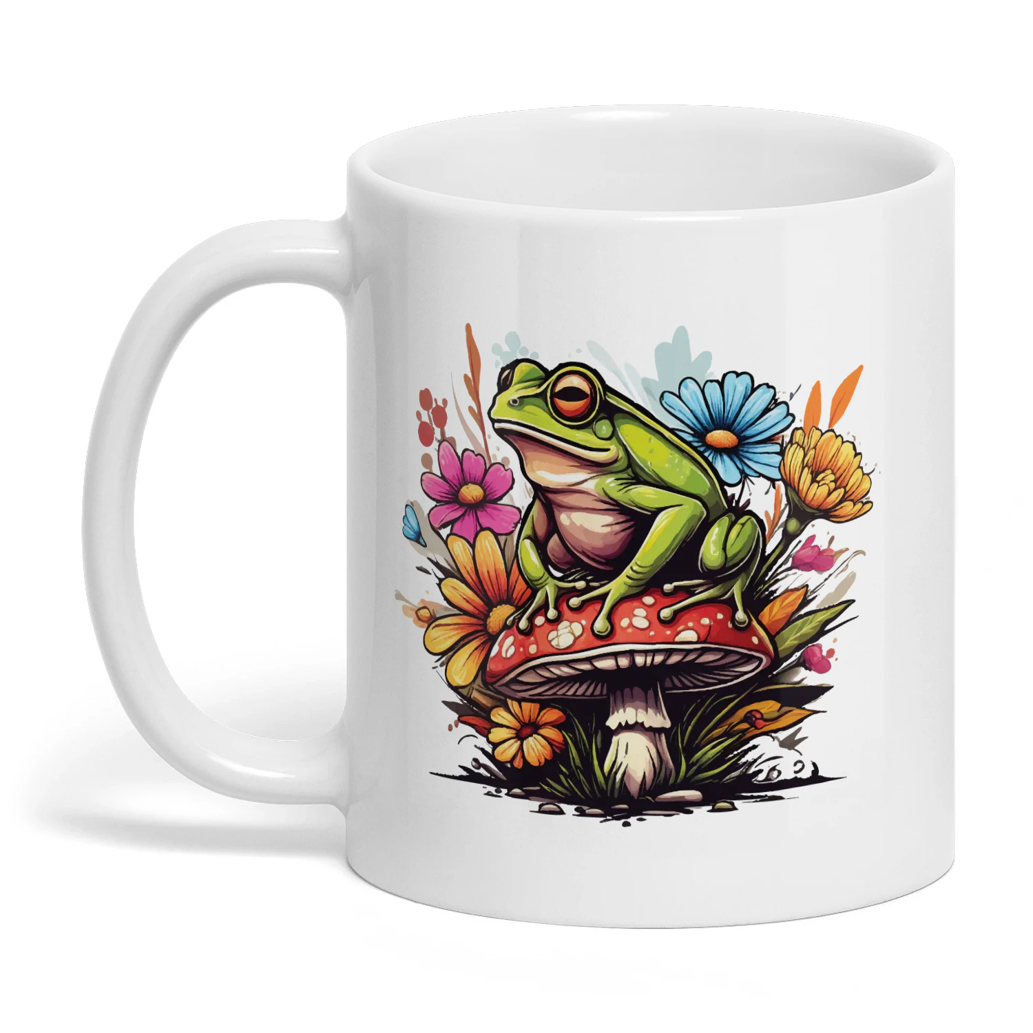 Urban Toadstool graffiti frog t-shirt design with street art style featuring colorful frog character on trendy urban streetwear graphic tee