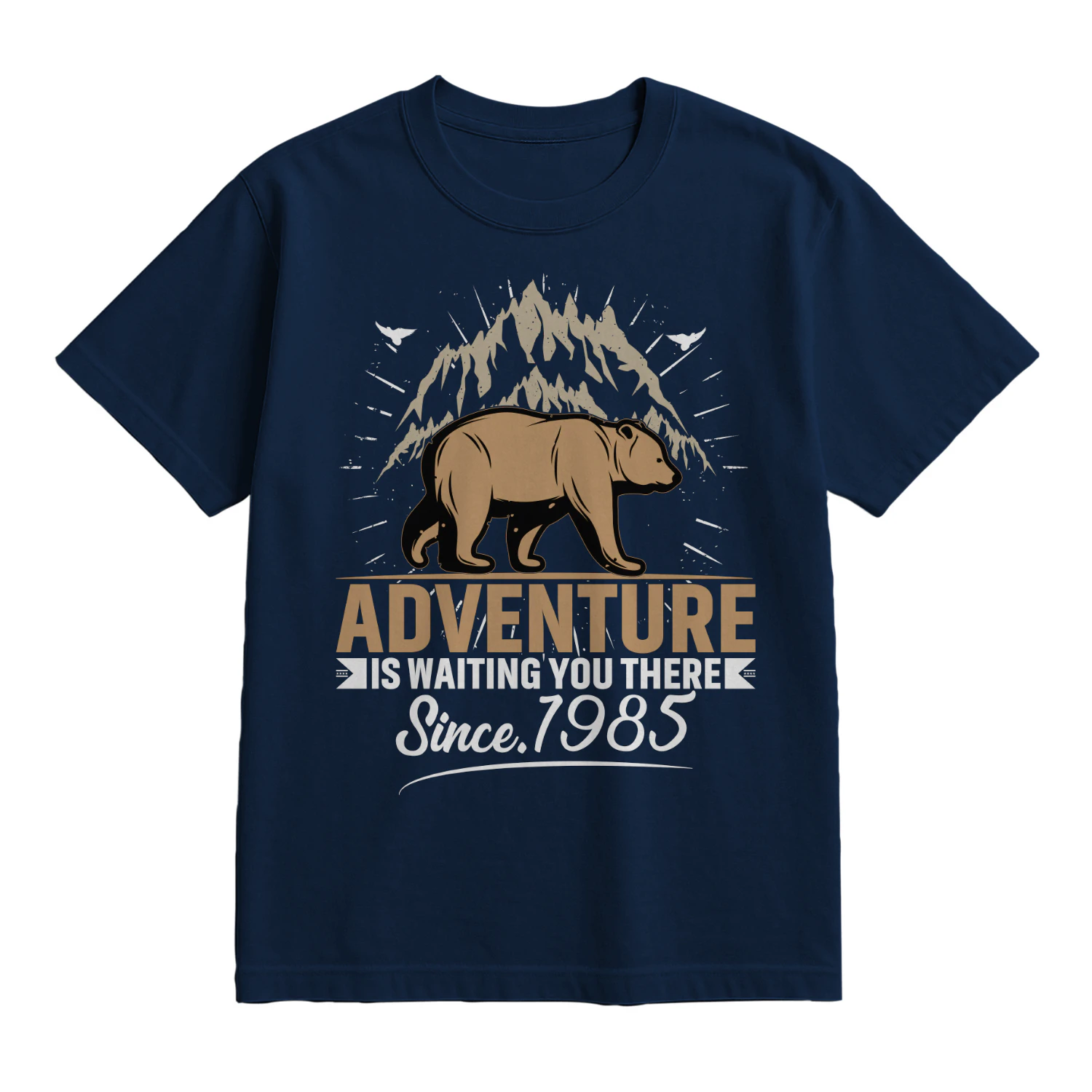 Adventure Awaits - Bear Hiking Mountain Retro design
