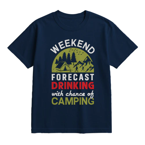 Weekend Forecast Drinking Camping Funny shirts