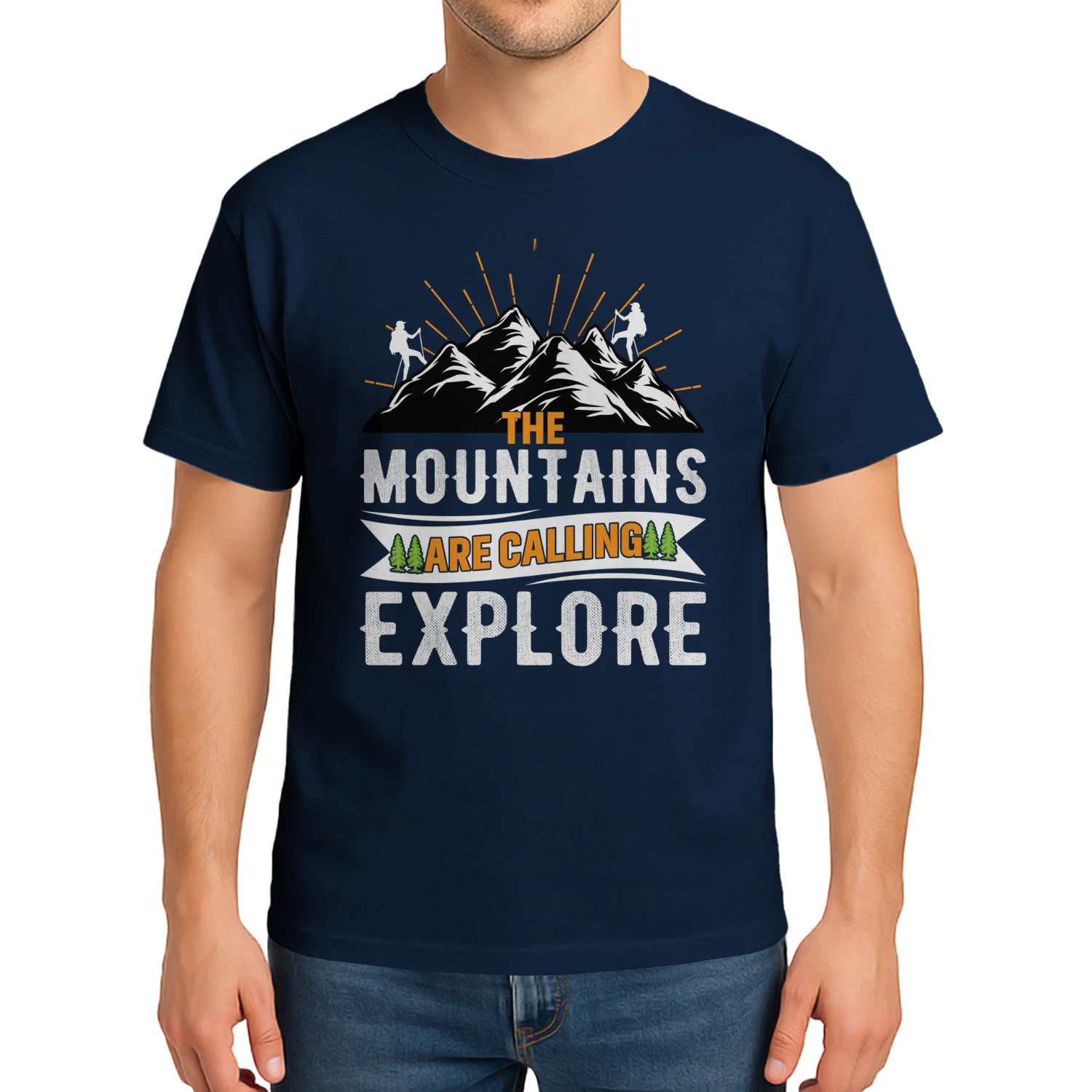 Mountains Are Calling - Explore Hiking Vintage desing