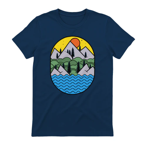 Vintage Mountain Lake Nature Adventure Hiking Graphic