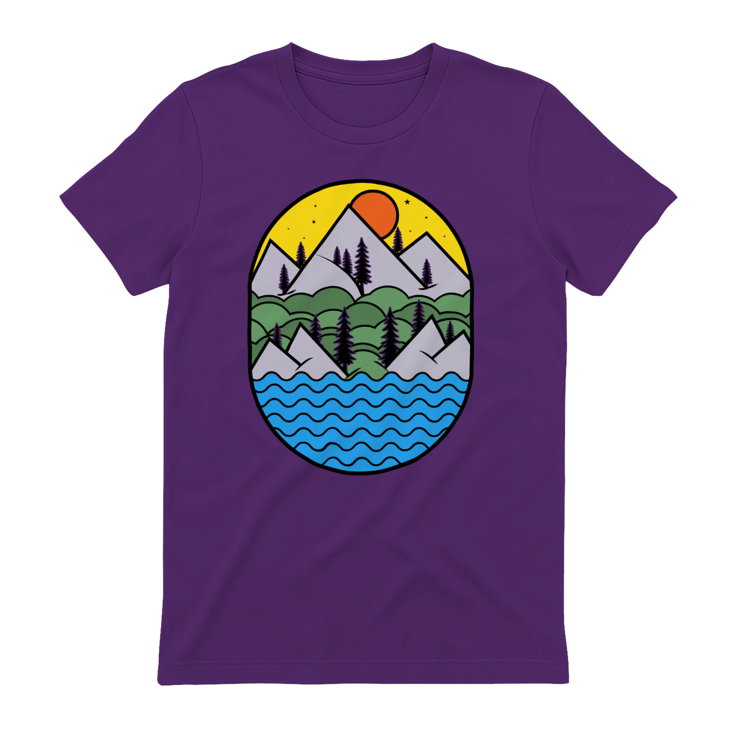 Vintage Mountain Lake Nature Adventure Hiking Graphic