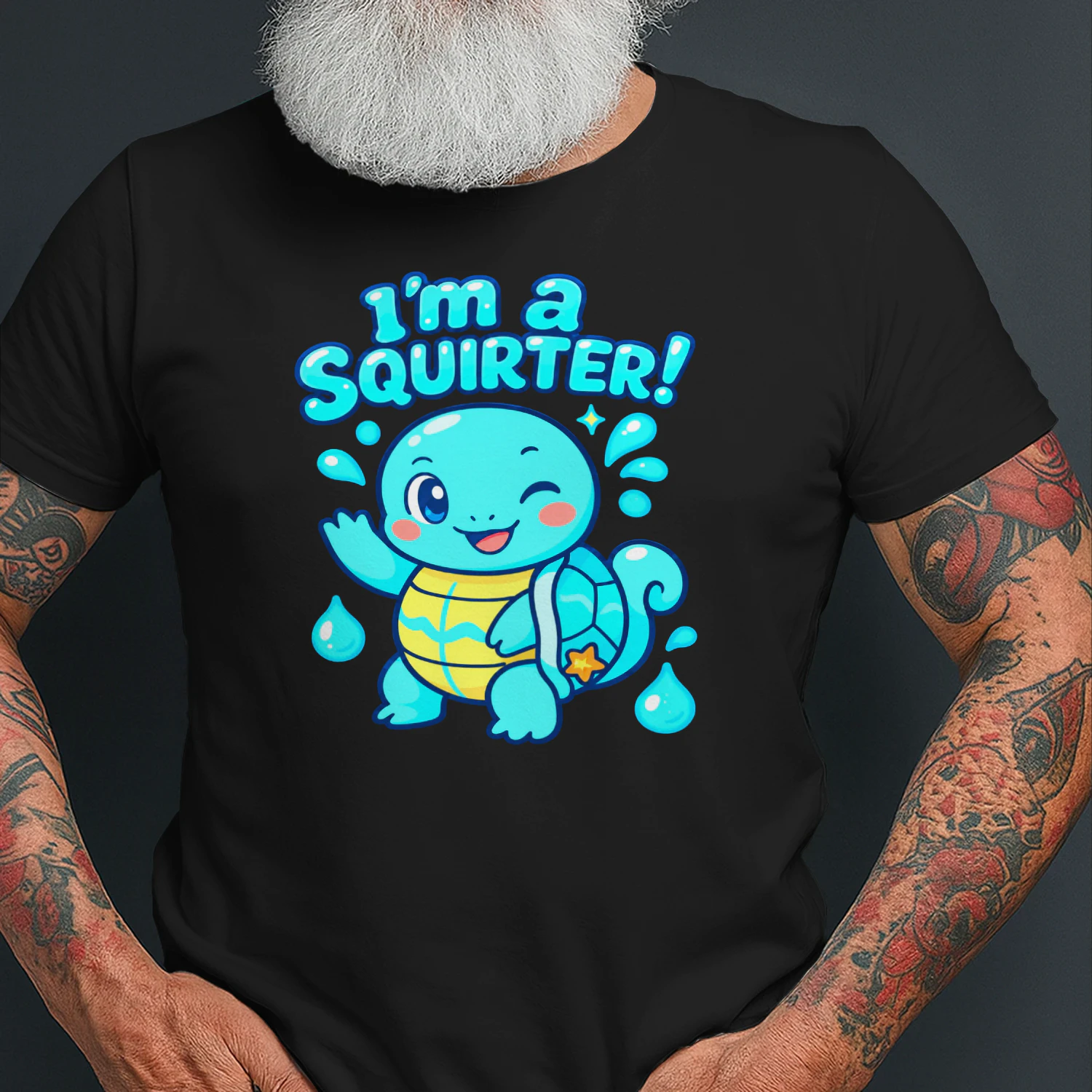 Cute Squirting Turtle – Funny Kawaii Cartoon Turtle T-Shirt Design