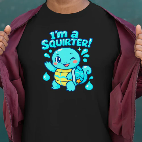 Cute Squirting Turtle – Funny Kawaii Cartoon Turtle T-Shirt Design