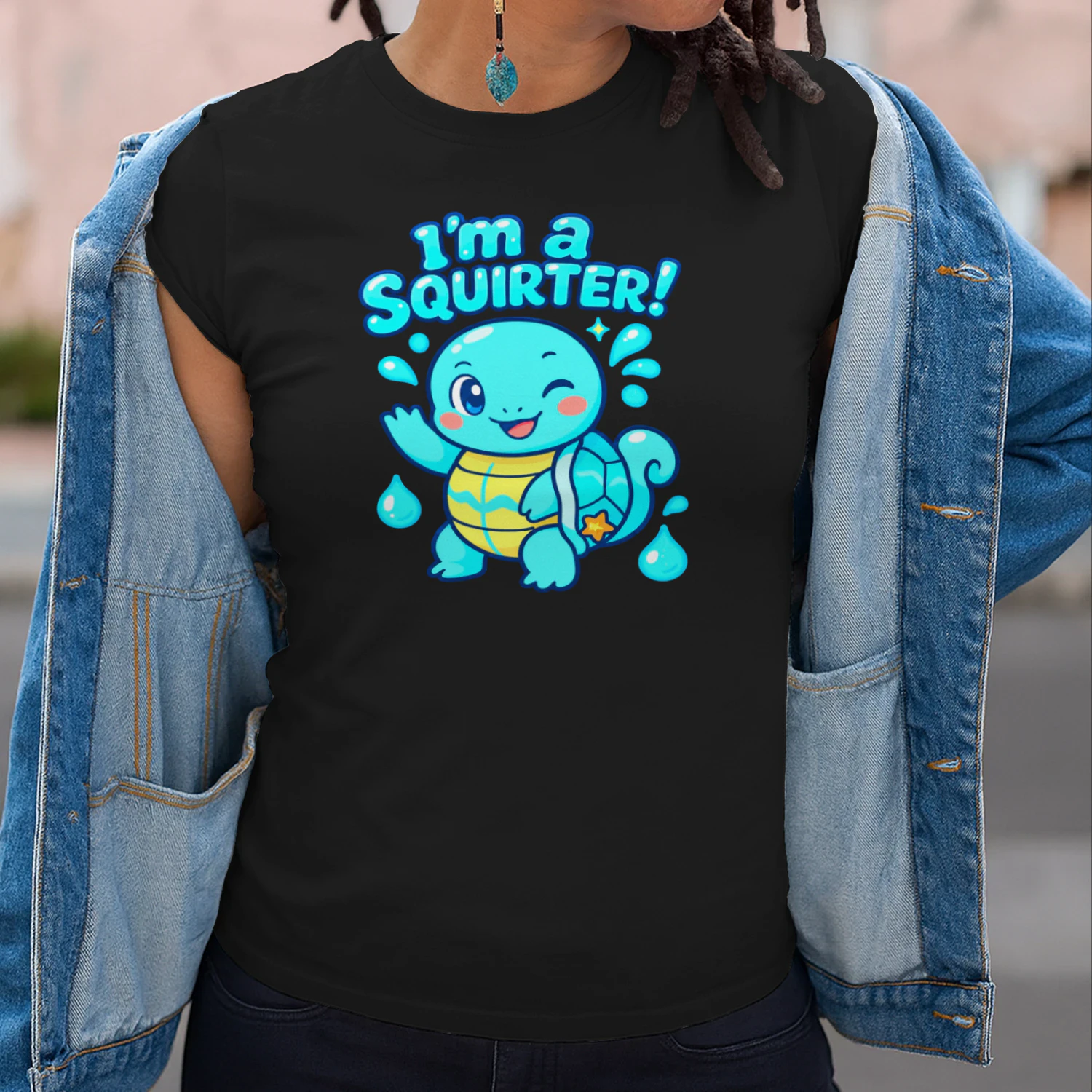 Cute Squirting Turtle – Funny Kawaii Cartoon Turtle T-Shirt Design