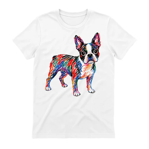 Colorful Scribble Boston Terrier