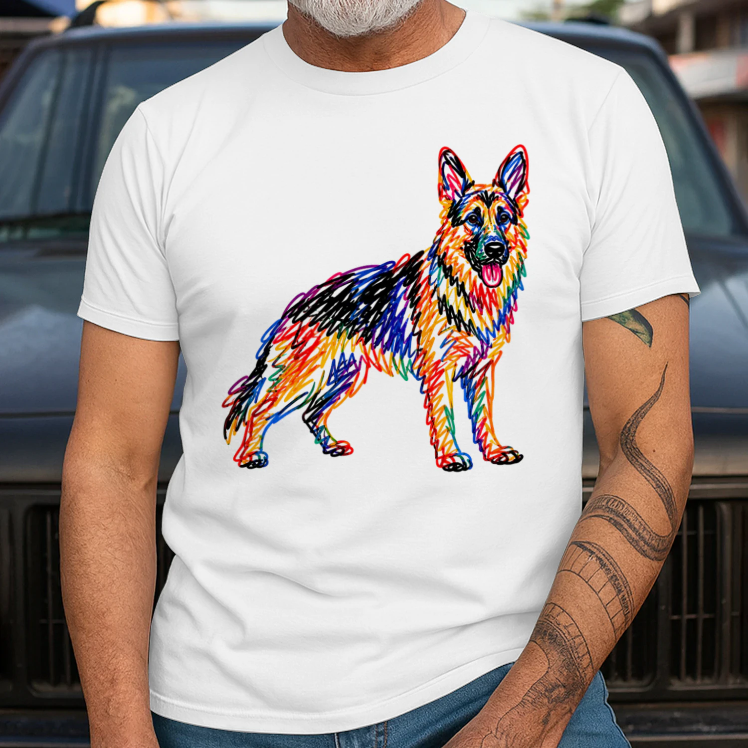 Colorful Scribble German Shepherd
